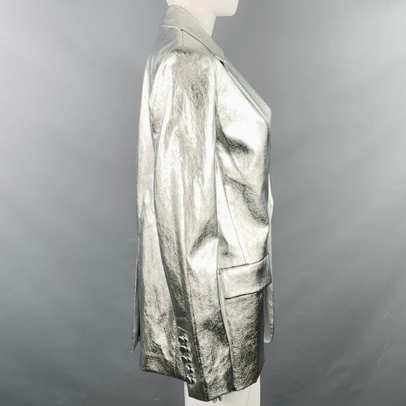 A.L.C. Size M Silver Viscose Blend Metallic Jacket Blazer - Picture 2 of 9